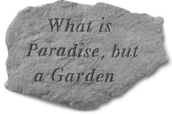 Stepping stone garden memorial with poem - What is paradise but a garden - Made of Stone